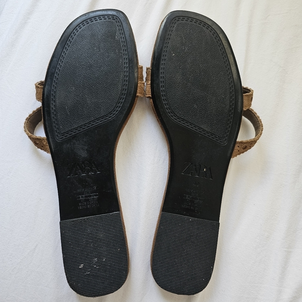 Zara Tan Braided Sandals Slip-On Style USED ONCE . - Picture 4 of 8